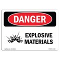 Signmission OSHA Danger Sign, 18" Height, 24" Width, Aluminum, Explosive Materials, Landscape, 1824-L-1210 OS-DS-A-1824-L-1210